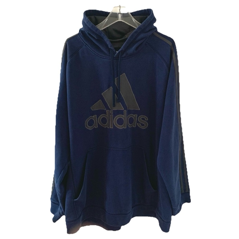Adidas Men 3-Stripes Dark Blue Pullover Hoodie Sz 2XL